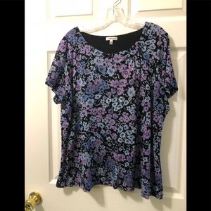 Woman’s Chiffon Blue Flower Top 2X